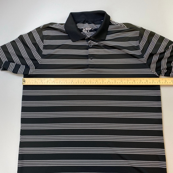 Nike Golf Polo Shirt Large Black White Stripe Tour Performance Athletic Sporty - Picture 10 of 14